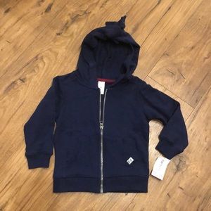 NWT Carter’s 2T hooded zip up sweatshirt with spikes on hood